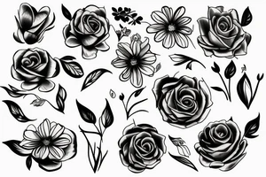 Line art flowers tattoo idea