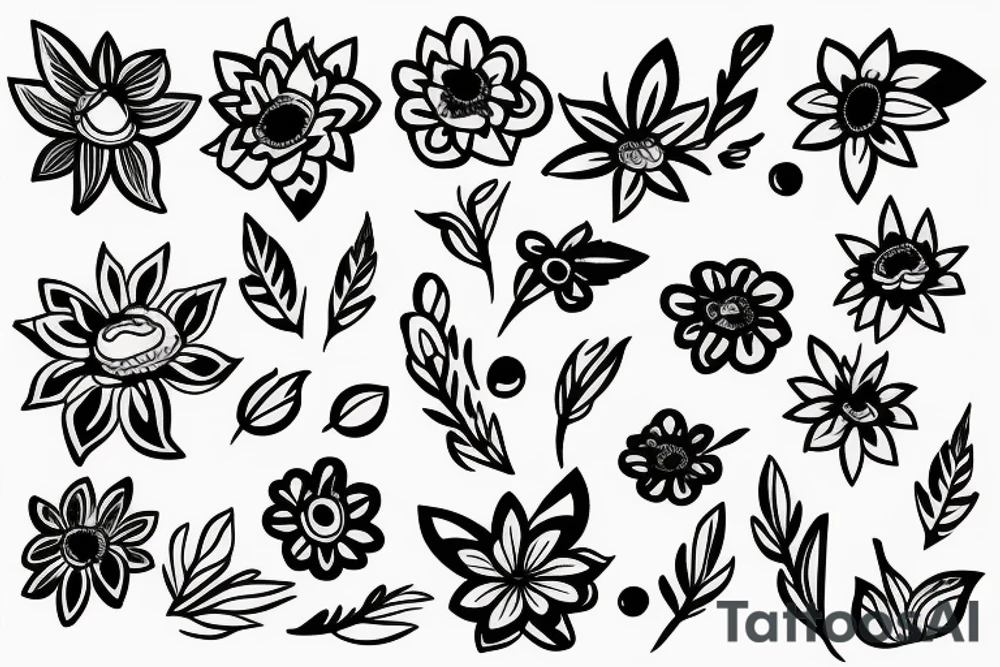 Line art flowers tattoo idea
