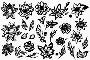 Line art flowers tattoo idea