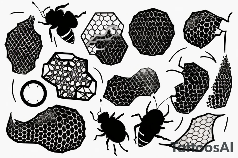 bee honeycomb, beehive honeycomb tattoo idea