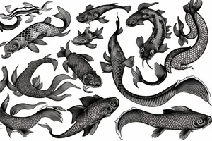 Water dragon and fish koi tattoo idea