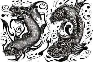 Water dragon and fish koi tattoo idea