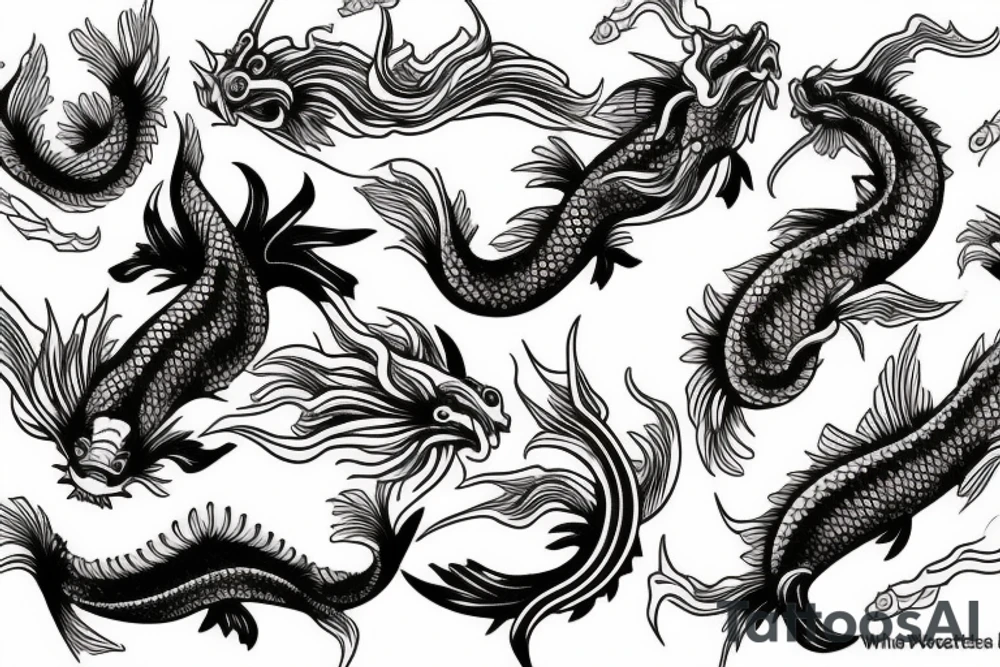 dragon and fish koi tattoo idea