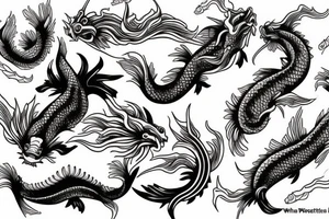 dragon and fish koi tattoo idea