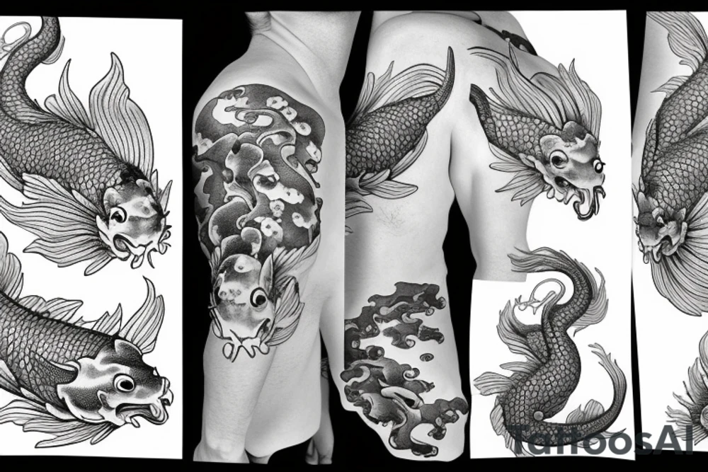 dragon and fish koi tattoo idea