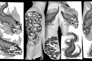 dragon and fish koi tattoo idea