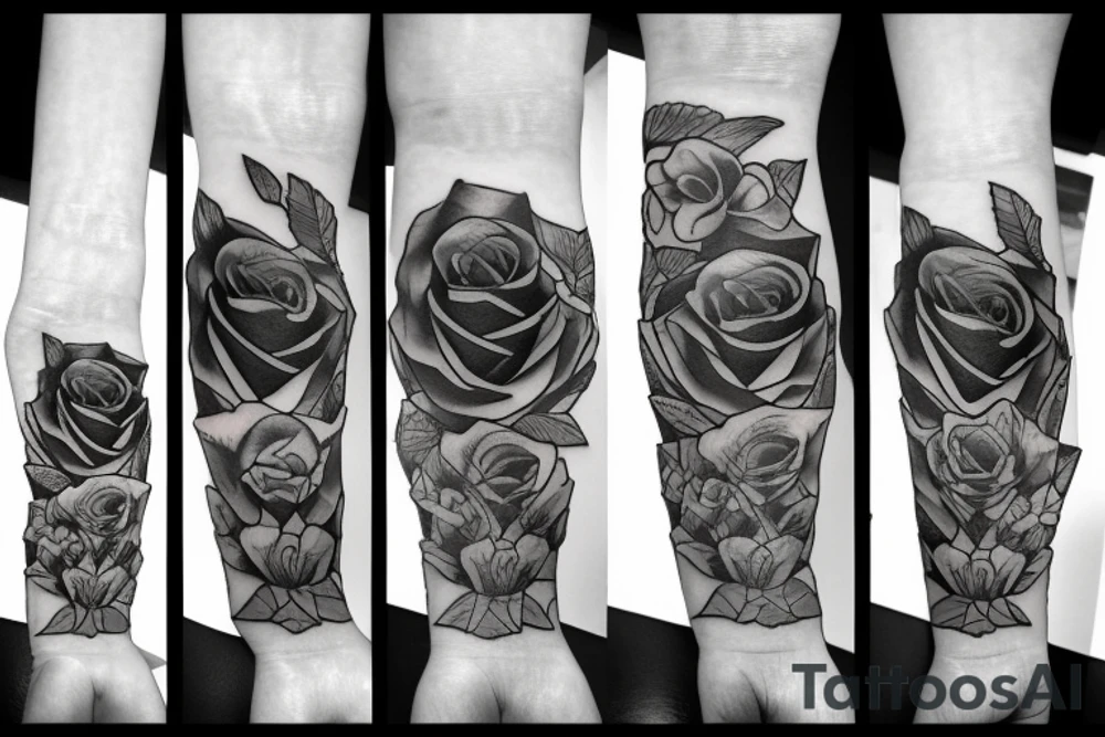 roses with a sword tattoo idea