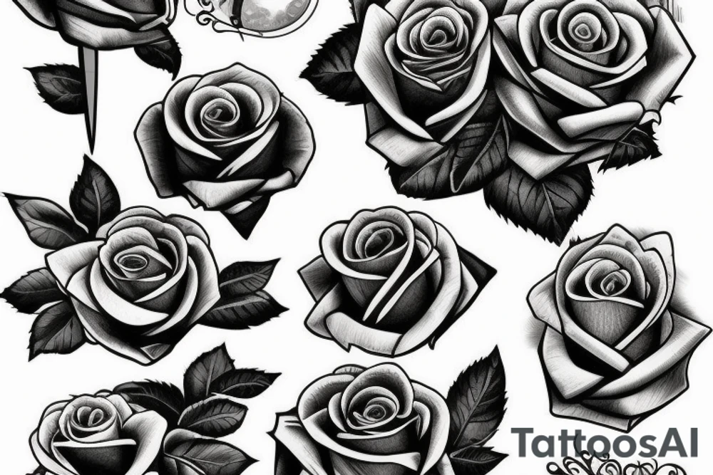roses with a sword tattoo idea