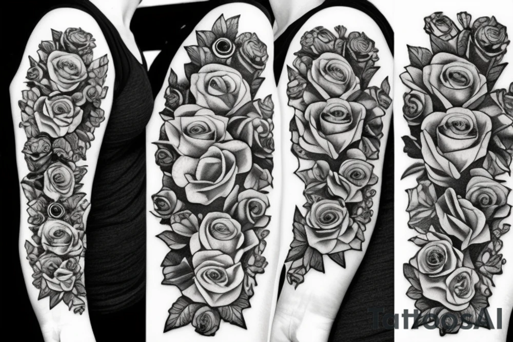 roses with a sword tattoo idea