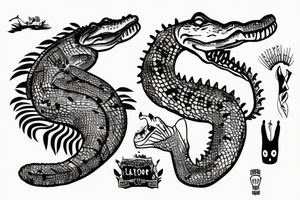 Long alligator tattoo idea