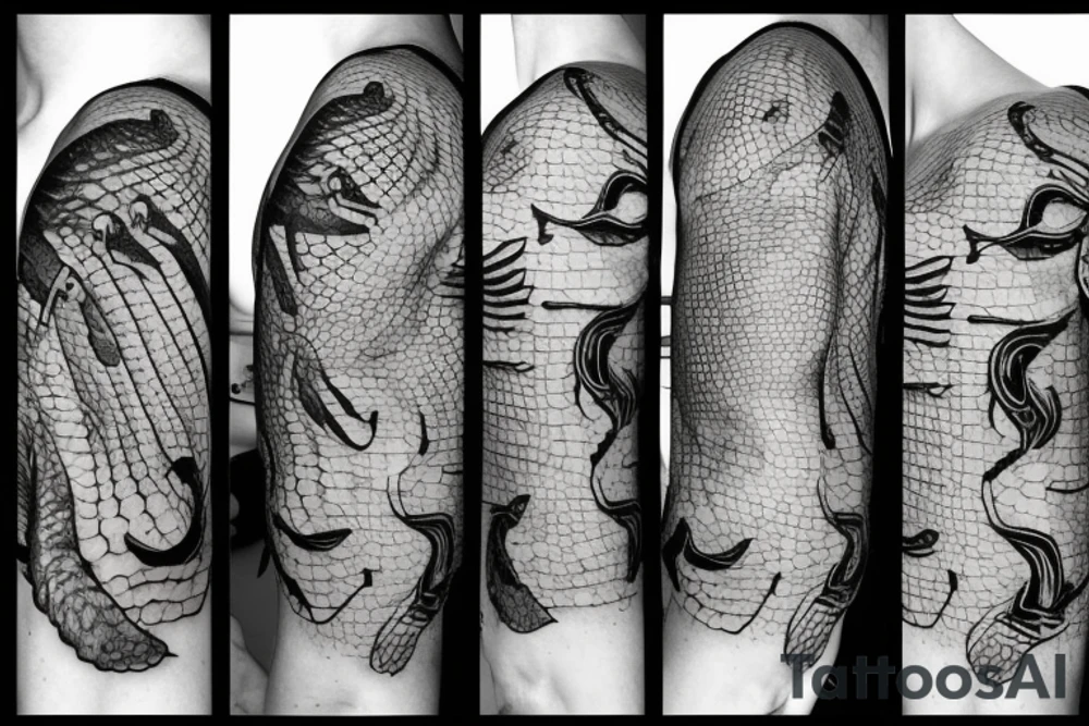 Long alligator tattoo idea