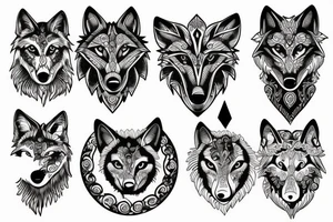 Wolf ornamental moon tattoo idea