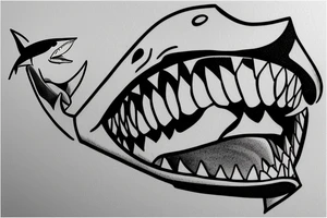 shark breaking a chain in its teeth tattoo idea