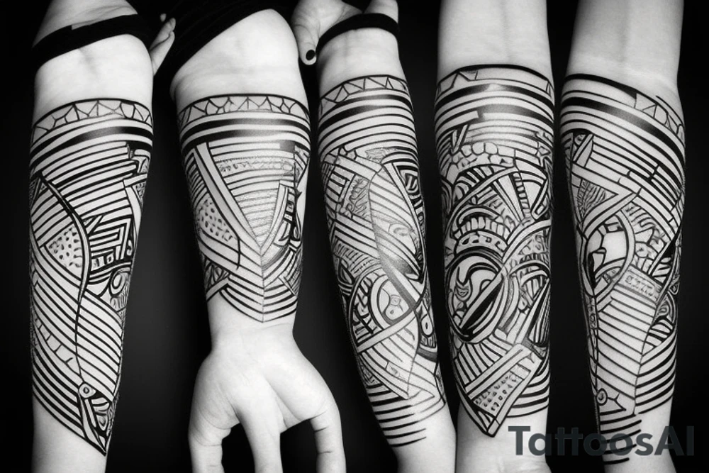Black and white tattoo with drums and drum sticks tattoo idea