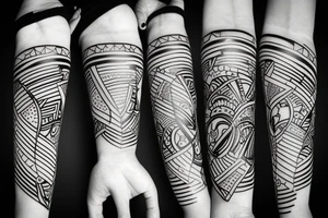 Black and white tattoo with drums and drum sticks tattoo idea