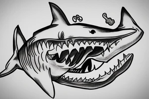 shark breaking a chain in its teeth tattoo idea