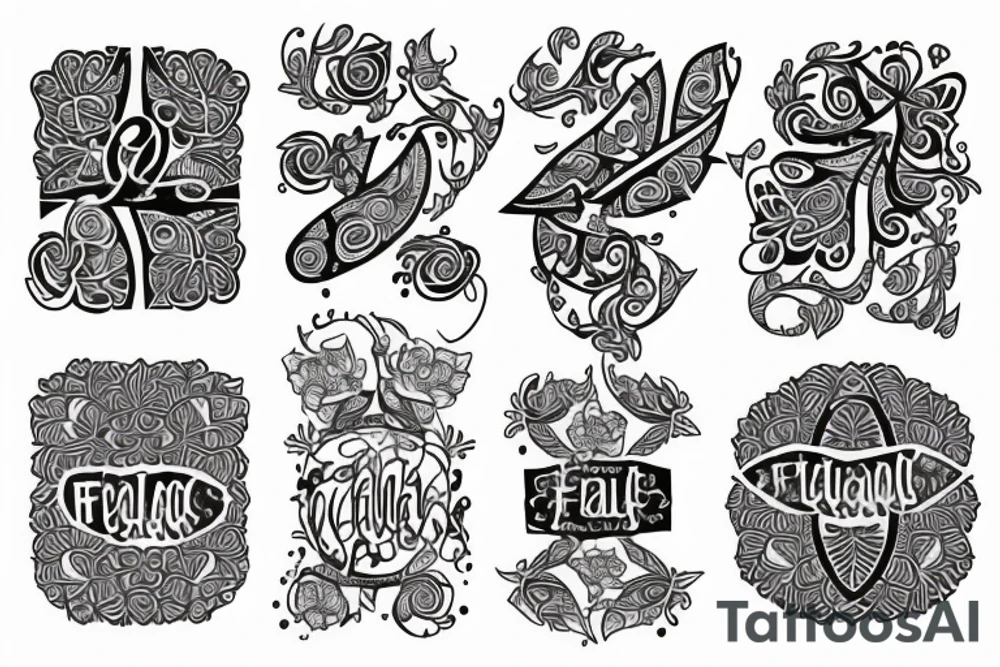 Fractal that incorporates the names Beau and Nollaig tattoo idea