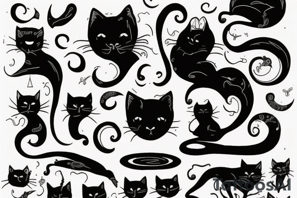 Black cat looking at the big moon tattoo idea