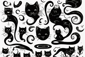 Black cat looking at the big moon tattoo idea