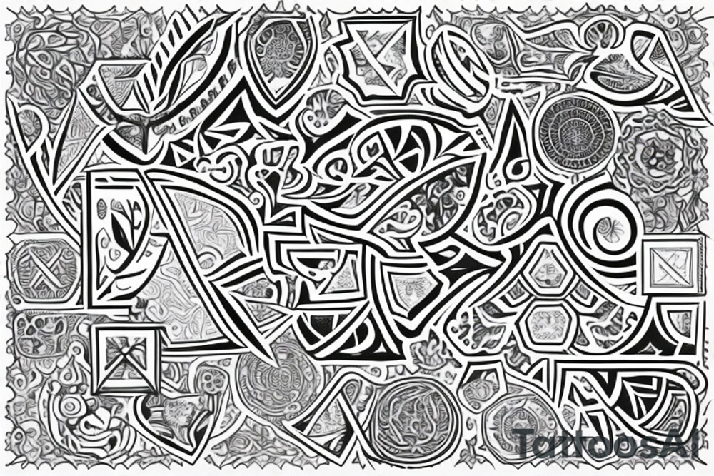 Fractal that incorporates the names Beau and Nollaig tattoo idea