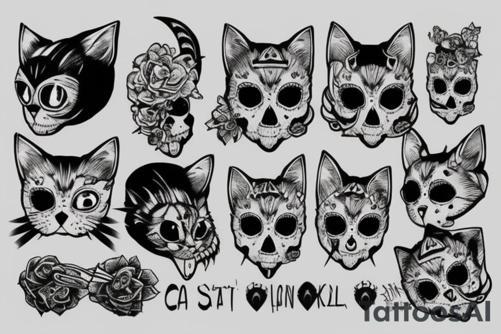 Cat skull tattoo idea