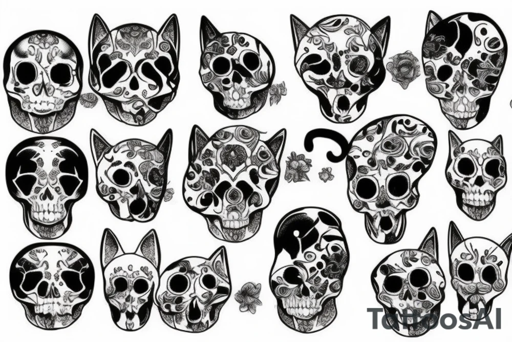 Cat skull tattoo idea
