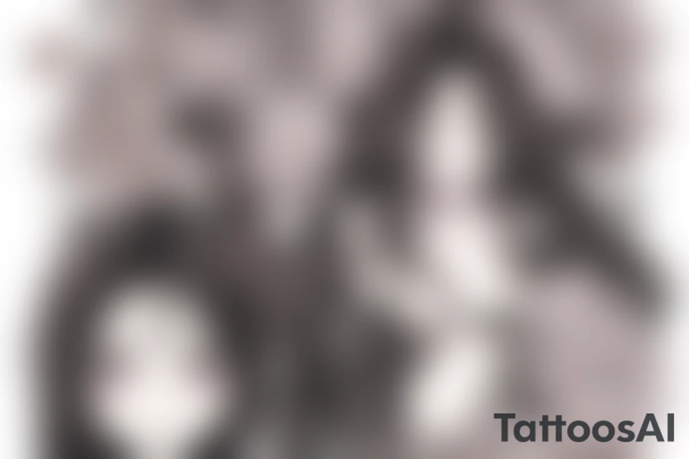 Anime girl with long hair, color tattoo idea