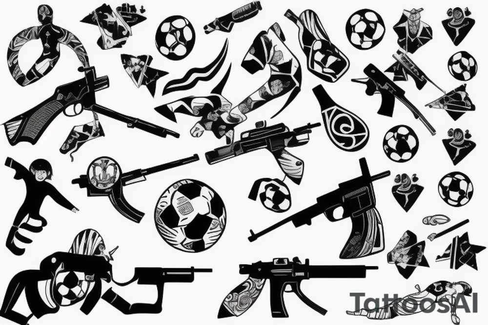 Arsenal football club gun with anime girl tattoo idea