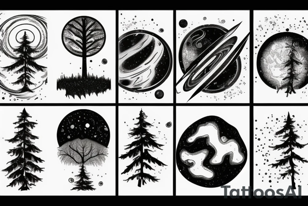 forest with trees, planets, galaxy’s tattoo idea forest with trees, planets, galaxy’s tattoo idea