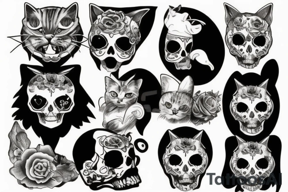 Cat skull tattoo idea