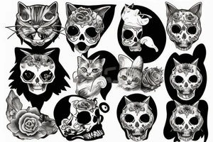 Cat skull tattoo idea