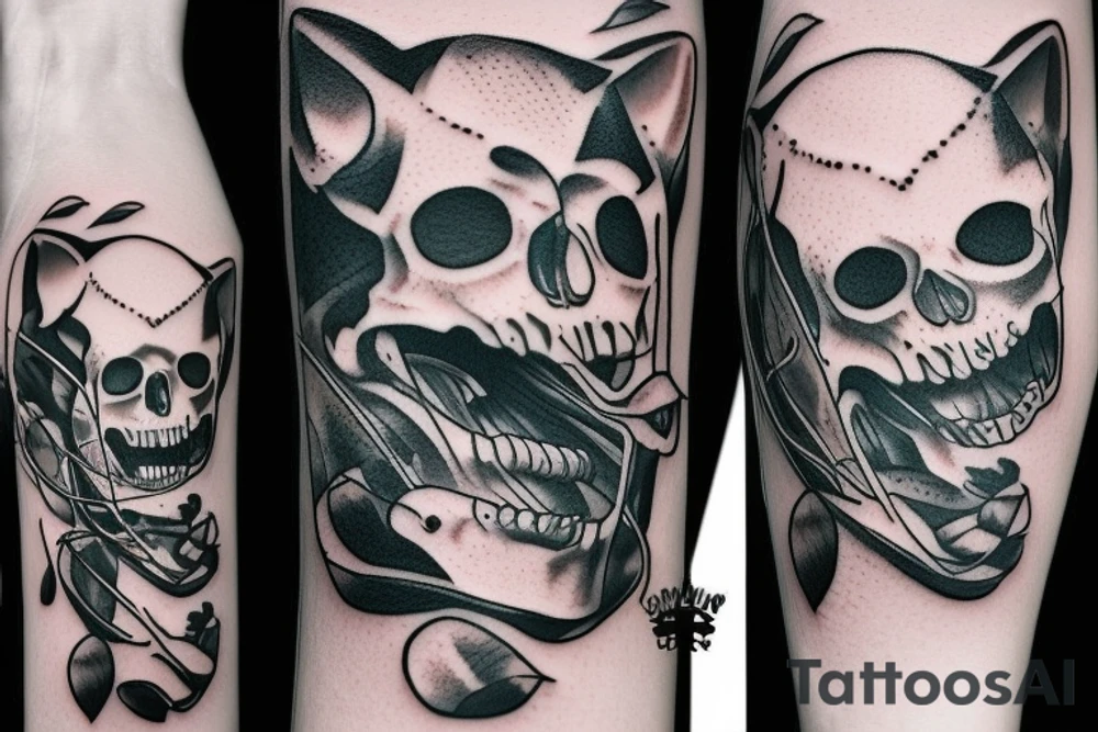 Cat skull tattoo idea