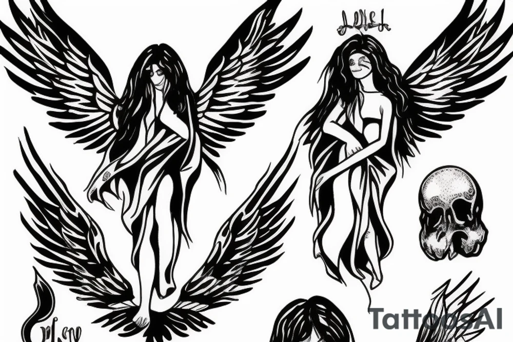 an angel is kicked out of heaven and becomes the angel of death tattoo idea