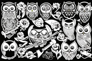 owl with a gun tattoo idea
