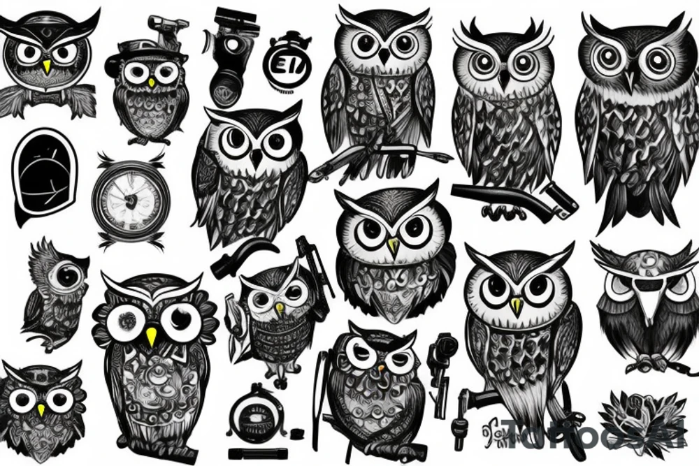 owl with a gun tattoo idea