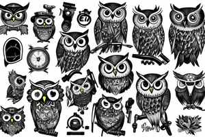 owl with a gun tattoo idea
