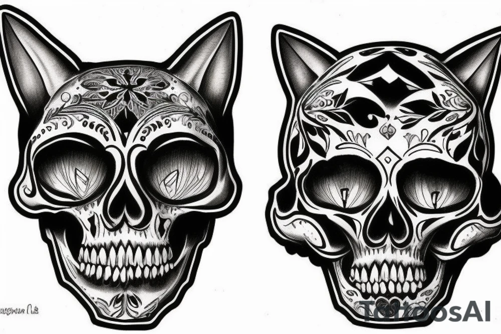 Cat skull tattoo idea