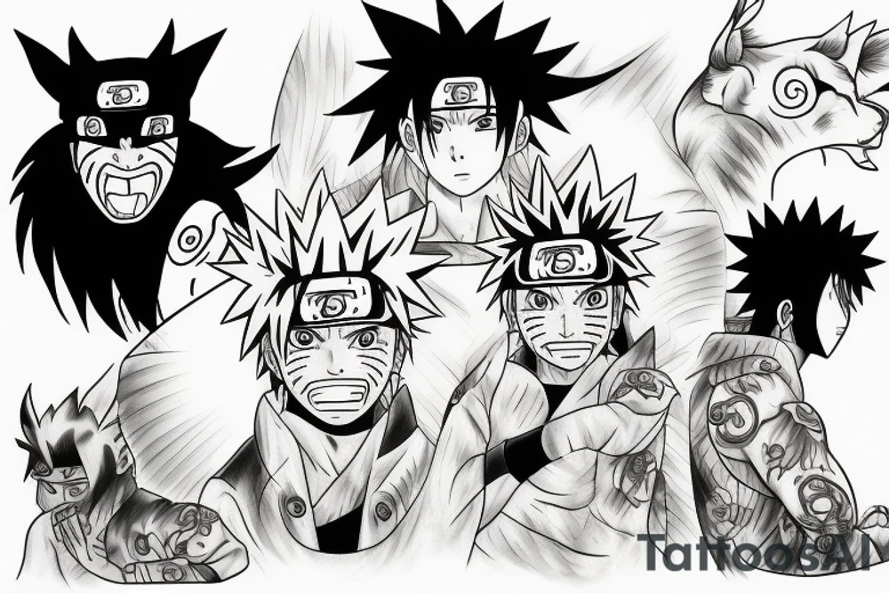 Naruto and kurama tattoo idea