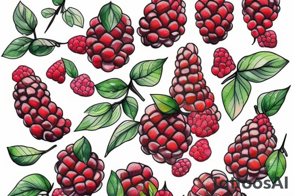 long branch with raspberries, thigh tattoo idea
