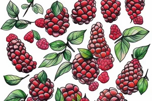 long branch with raspberries, thigh tattoo idea