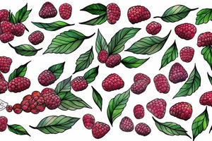 long branch with raspberries, thigh tattoo idea