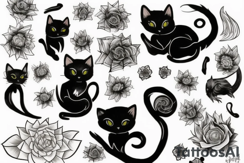 Black cat tattoo idea