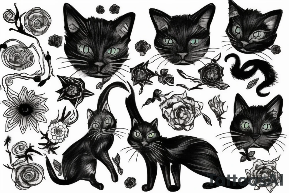 Black cat tattoo idea