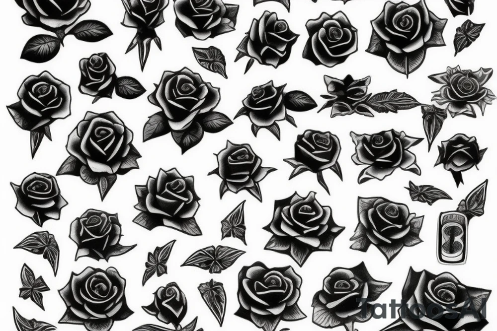 Black Rose with dollars tattoo idea