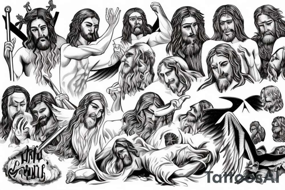 Jesus Christ defeating satan tattoo idea