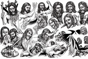 Jesus Christ defeating satan tattoo idea