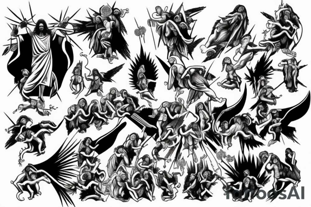 Jesus Christ defeating satan tattoo idea