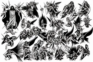 Jesus Christ defeating satan tattoo idea