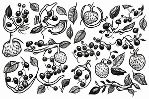 long branch with berries, thigh tattoo idea