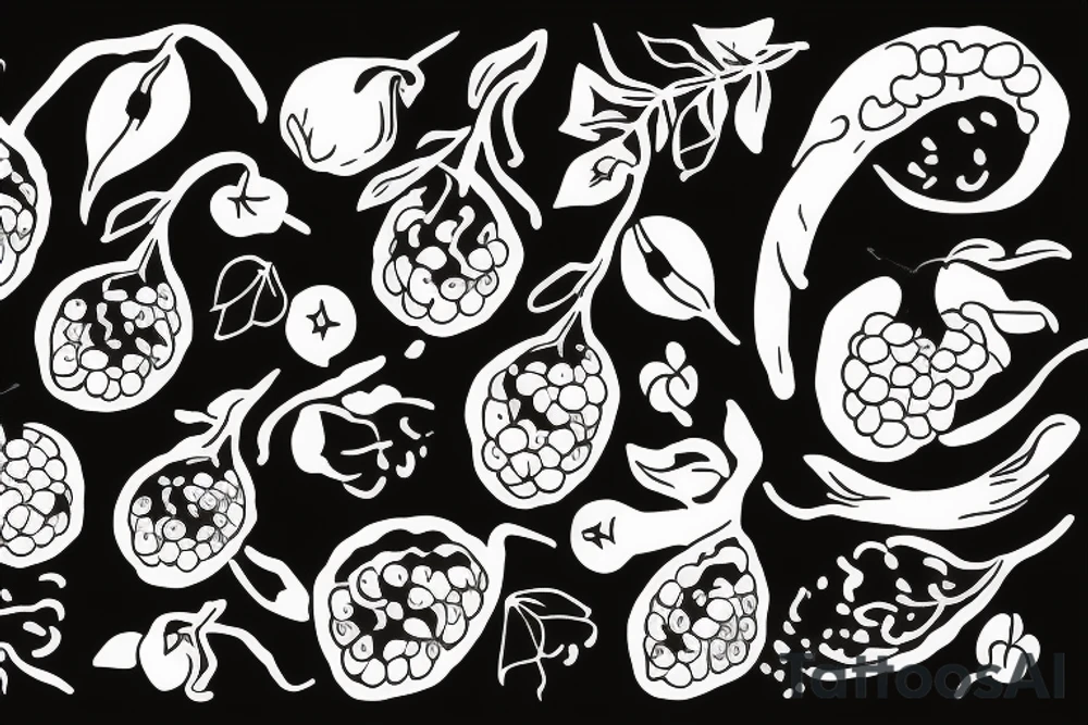 long branch with berries, thigh tattoo idea
